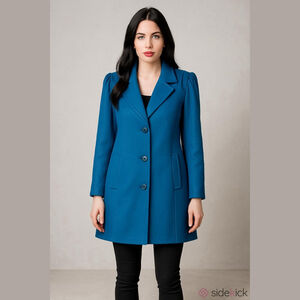 JULIA KLEIN Pea Coat – Teal Wool Blend – Size 18 (Vintage Fit)